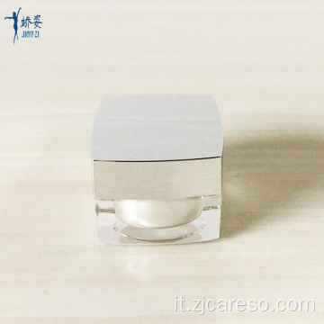 Barattolo acrilico quadrato argento da 5 g per crema per gli occhi